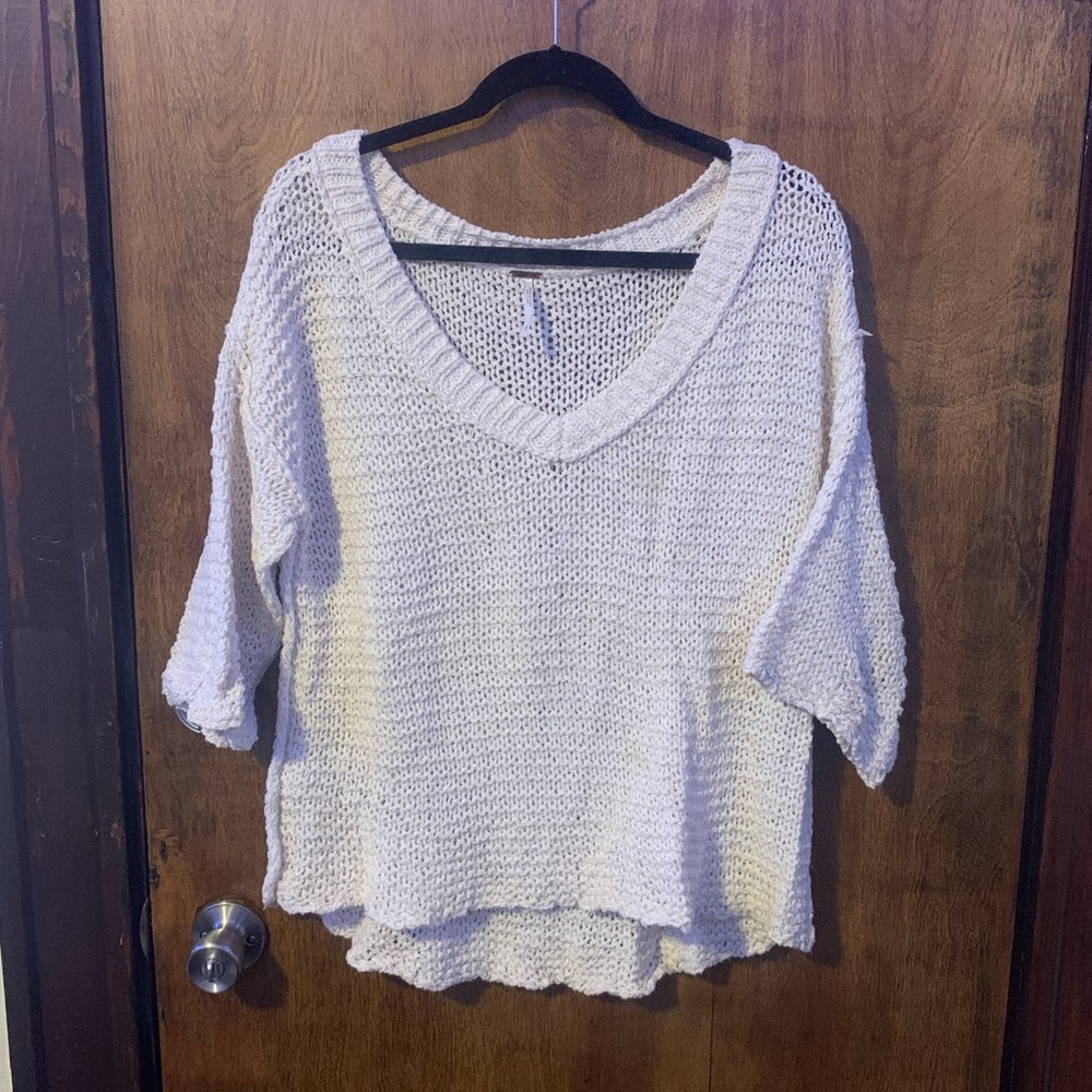 Free People White Knitted Sweater